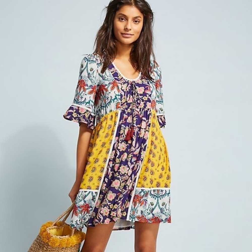 Anthropologie Lilka Patchwork Trapeze Swing Dress - Picture 3 of 8